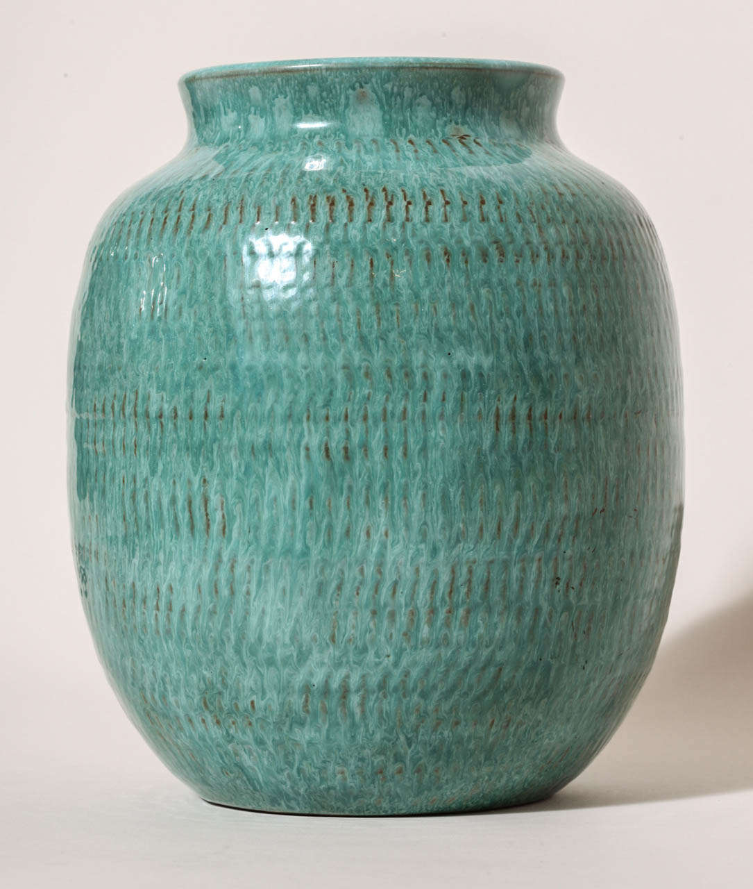 Mid-20th Century Louis Delachenal French Art Deco Blue or Green 'Turquoise' Stoneware Vase