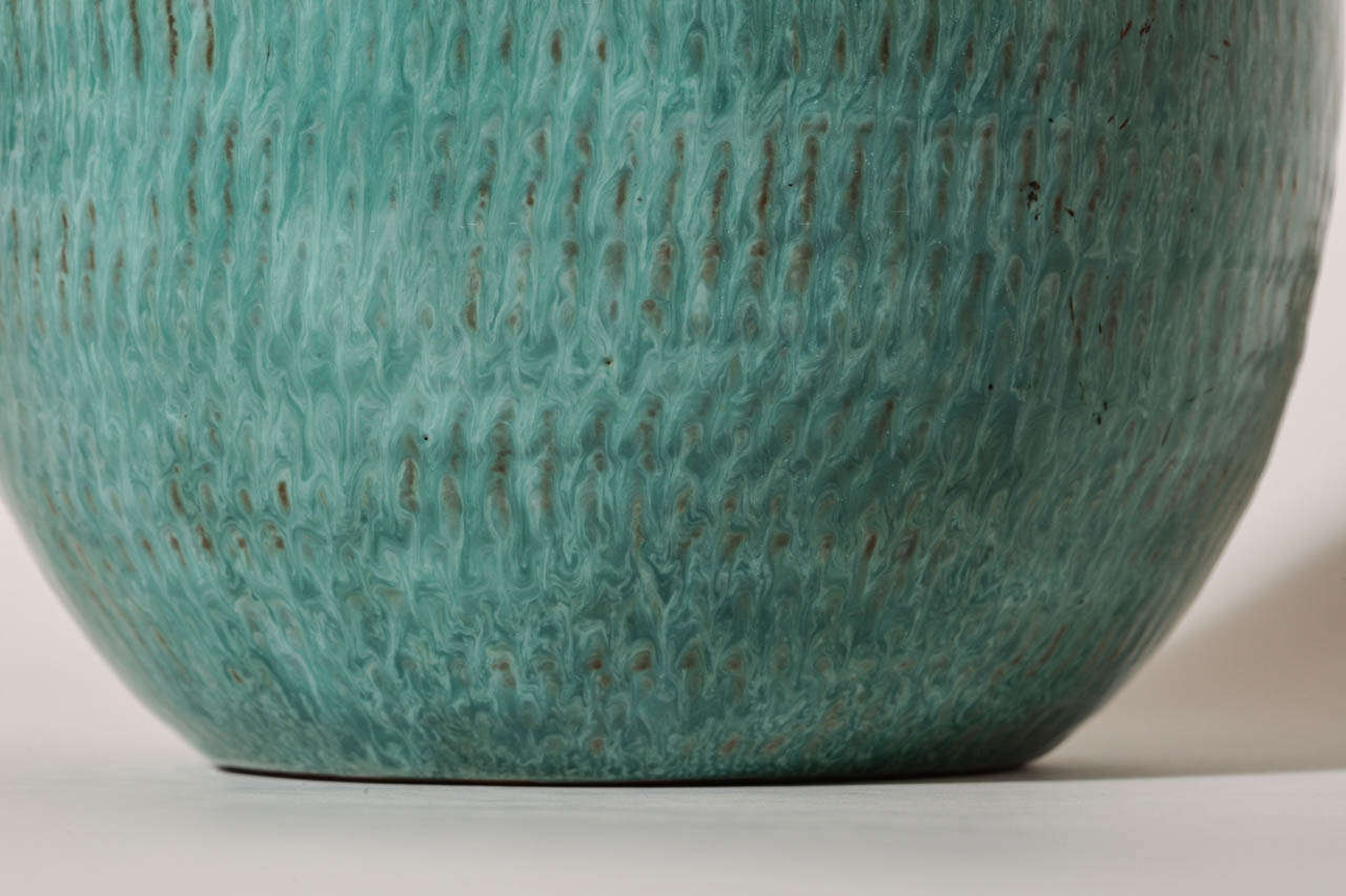 Louis Delachenal French Art Deco Blue or Green 'Turquoise' Stoneware Vase 1