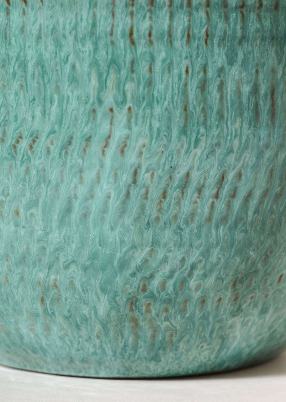 Louis Delachenal French Art Deco Blue or Green 'Turquoise' Stoneware Vase 4