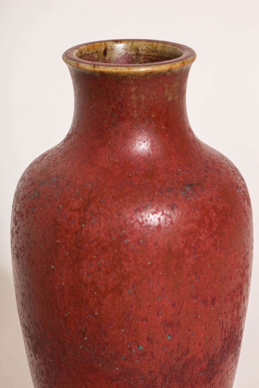Émile Decoeur Art Deco Red Stoneware Vase In Good Condition In New York, NY