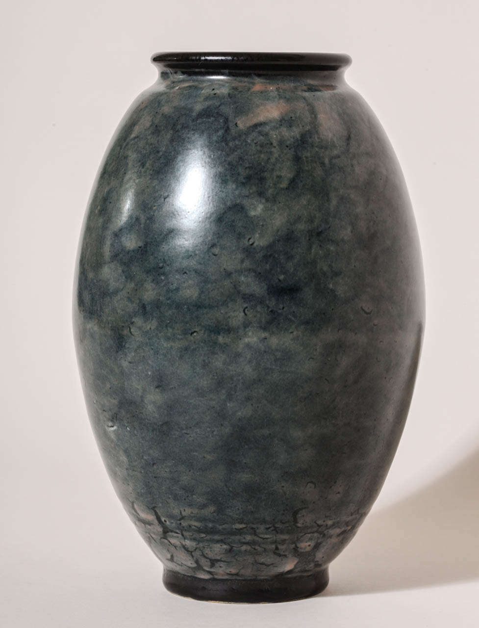 Emile Decoeur French Art Deco Blue Stoneware Vase For Sale 3