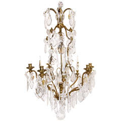 A Louis XV Style Gilded Bronze And Cut Glass 6 Light Chandelier