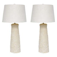 Pair of Tall Pottery Lamps by Priscilla Hollingsworth