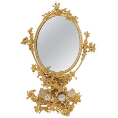 Signed Gilt Bronze and Rock Crystal Mirror by Claude Victor Boeltz, Paris