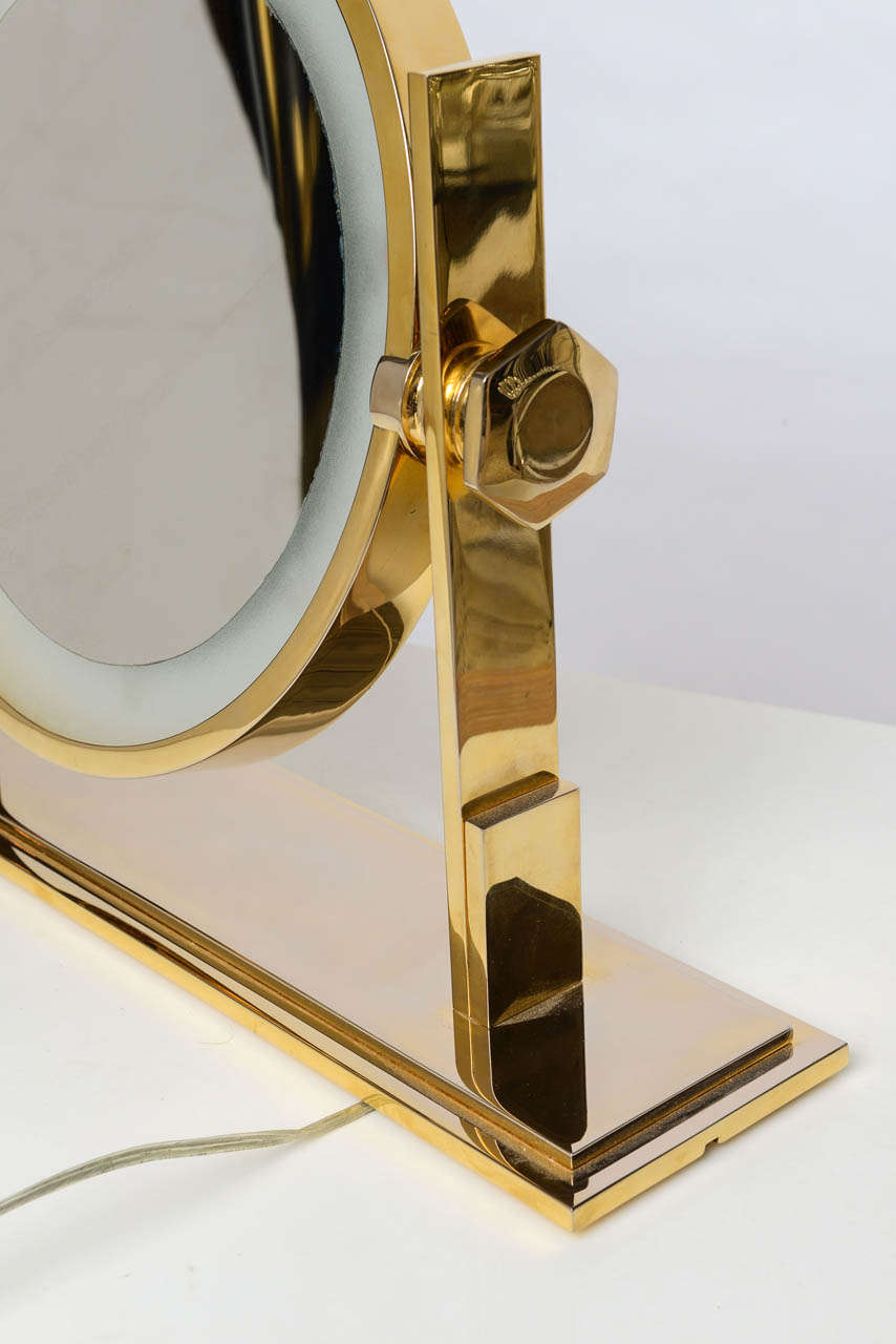 Karl Springer Lighted Table Top Vanity Mirror In Excellent Condition In North Miami, FL