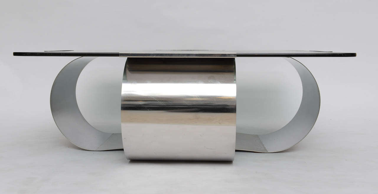 Francois Monnet Polished Steel and Glass Coffee Table 4