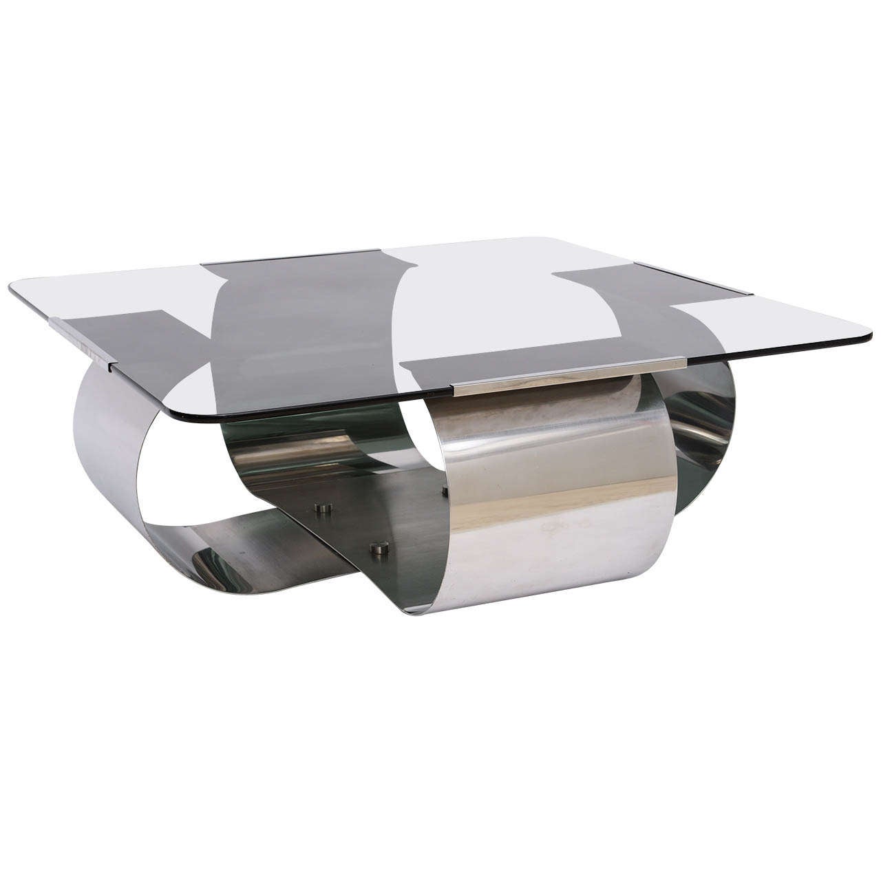 Francois Monnet Polished Steel and Glass Coffee Table