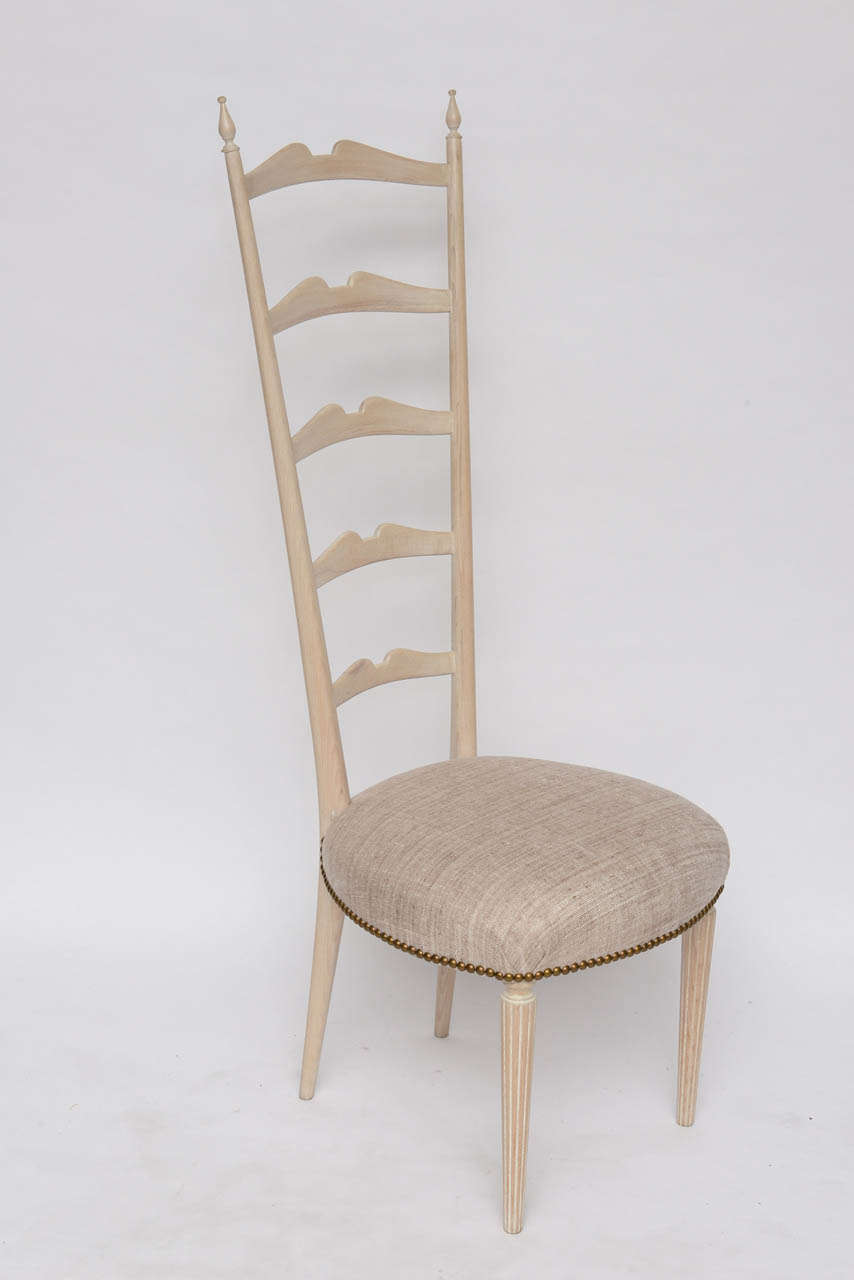 Tall 50's Italian Ladder Back Chair For Sale at 1stDibs
