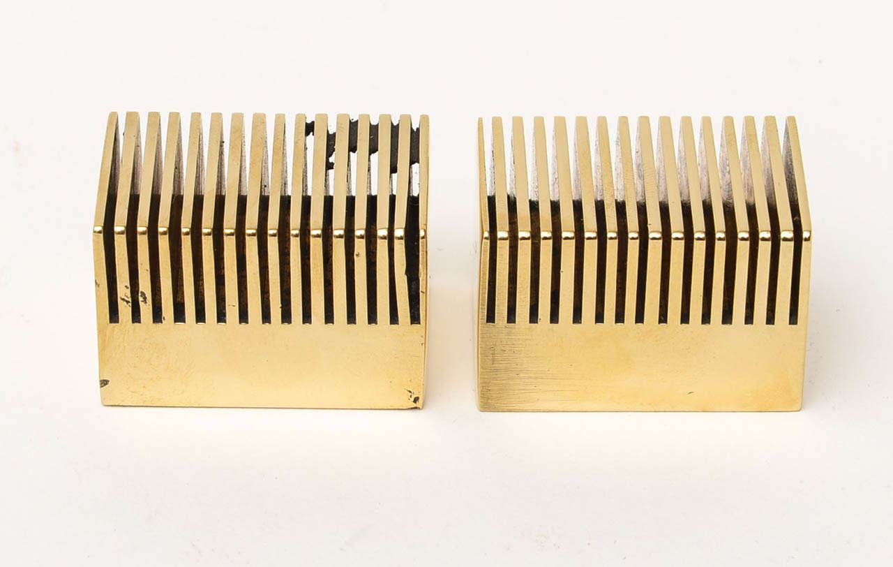Polished Pair of Austrian Bronze Modernist Place Card Holders