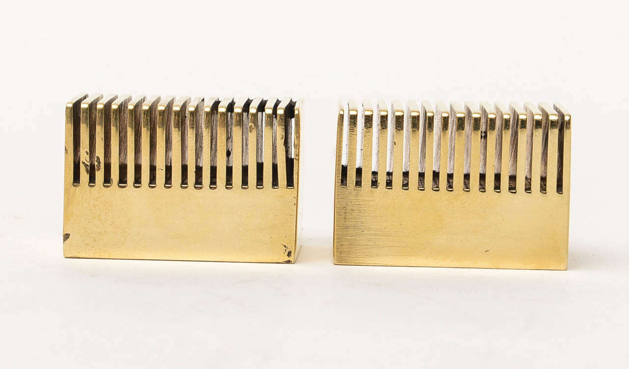 Pair of Austrian Bronze Modernist Place Card Holders In Excellent Condition In North Miami, FL