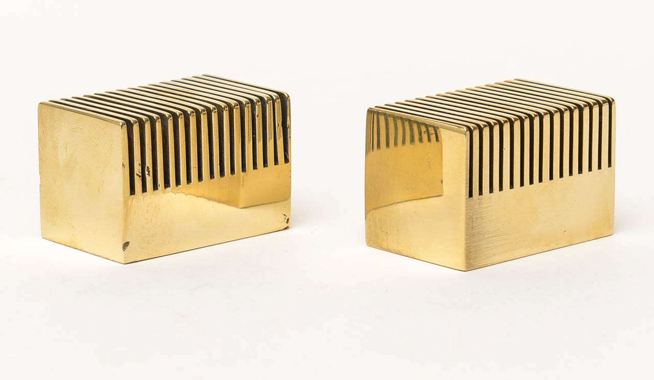 Mid-20th Century Pair of Austrian Bronze Modernist Place Card Holders