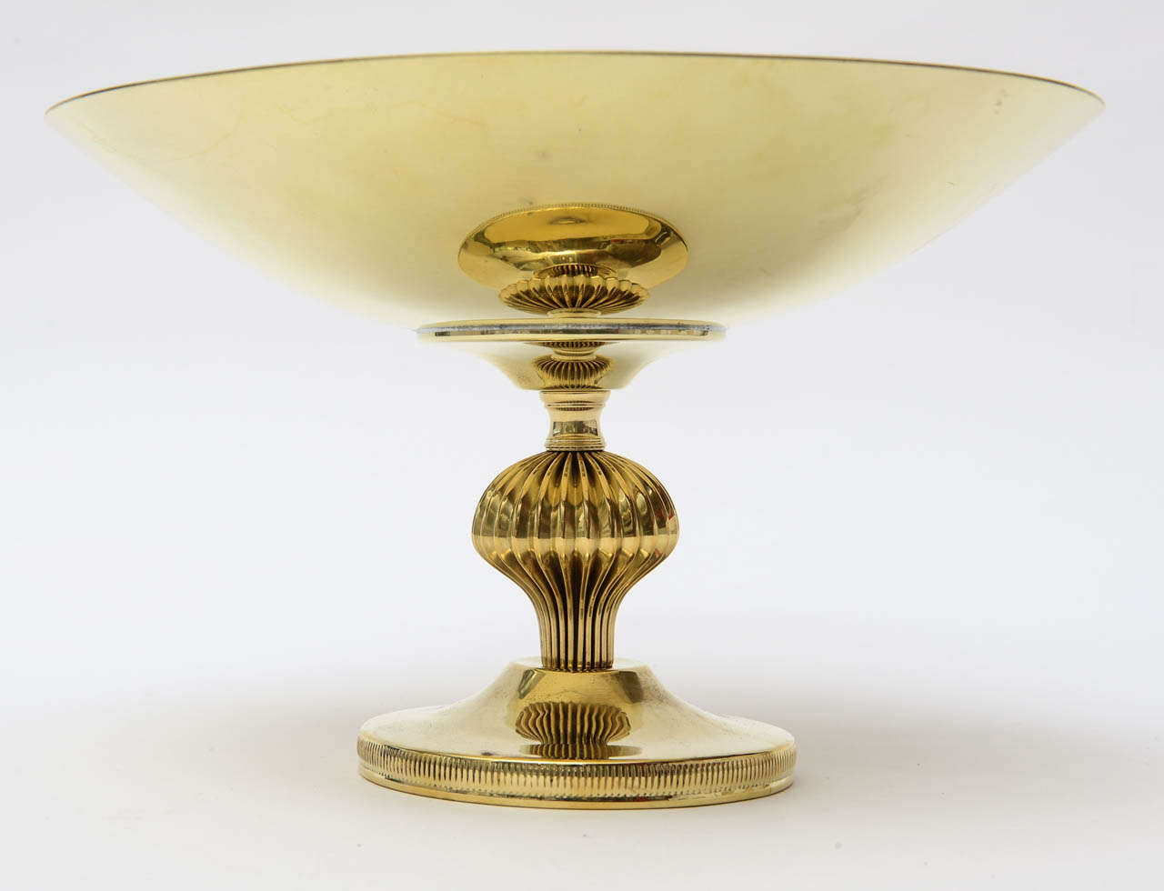 Polished Brass Parzinger Style Pedestal Bowl / SATURDAY SALE 2