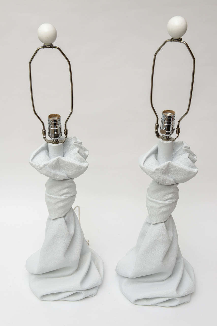 Pair of Knotted Sculptural John Dickinson Style Plaster Lamps 1