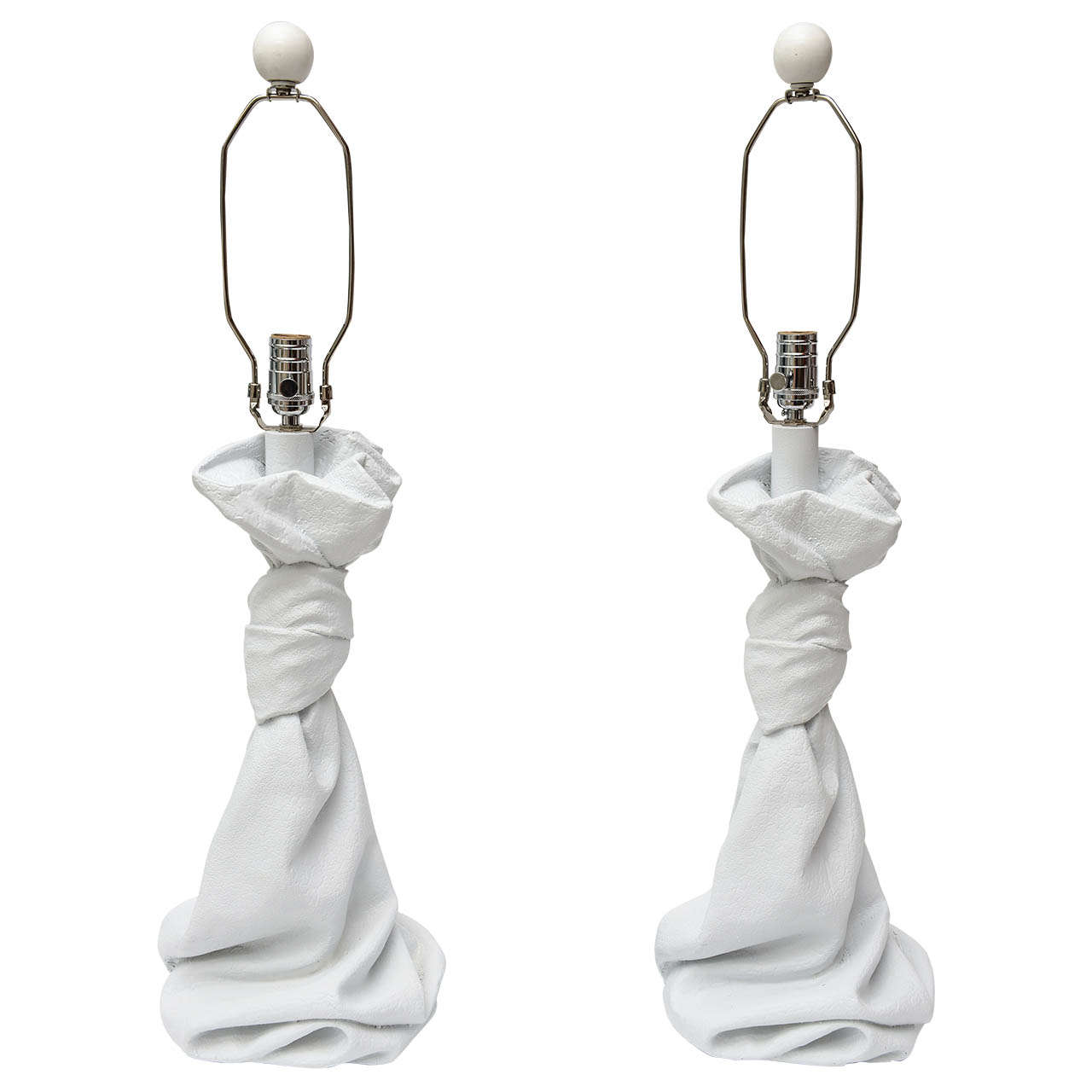 Pair of Knotted Sculptural John Dickinson Style Plaster Lamps