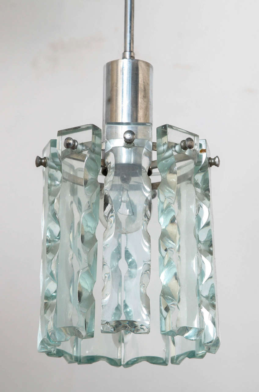 Mid-Century Modern Crystal Pendant in Style of Fontana Arte For Sale
