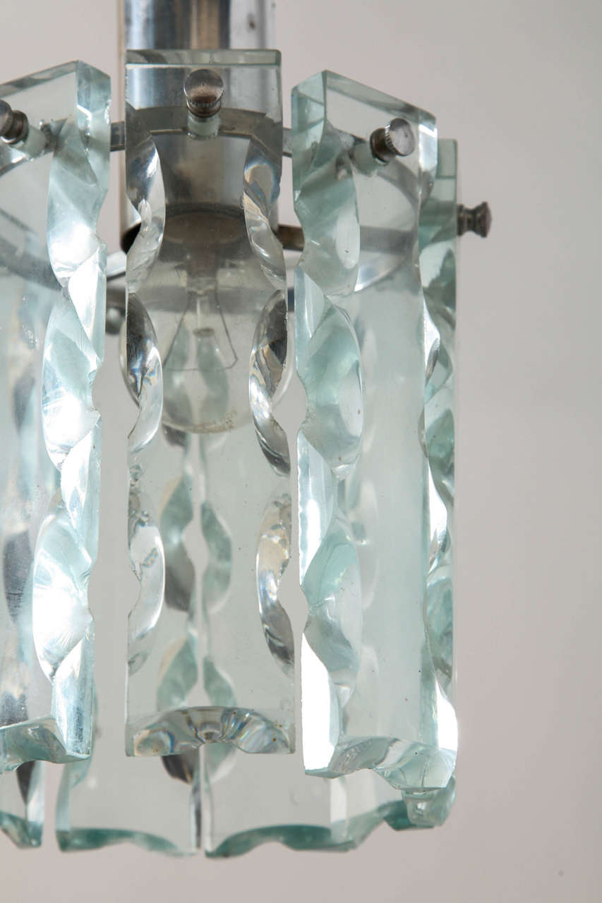 Italian Crystal Pendant in Style of Fontana Arte For Sale