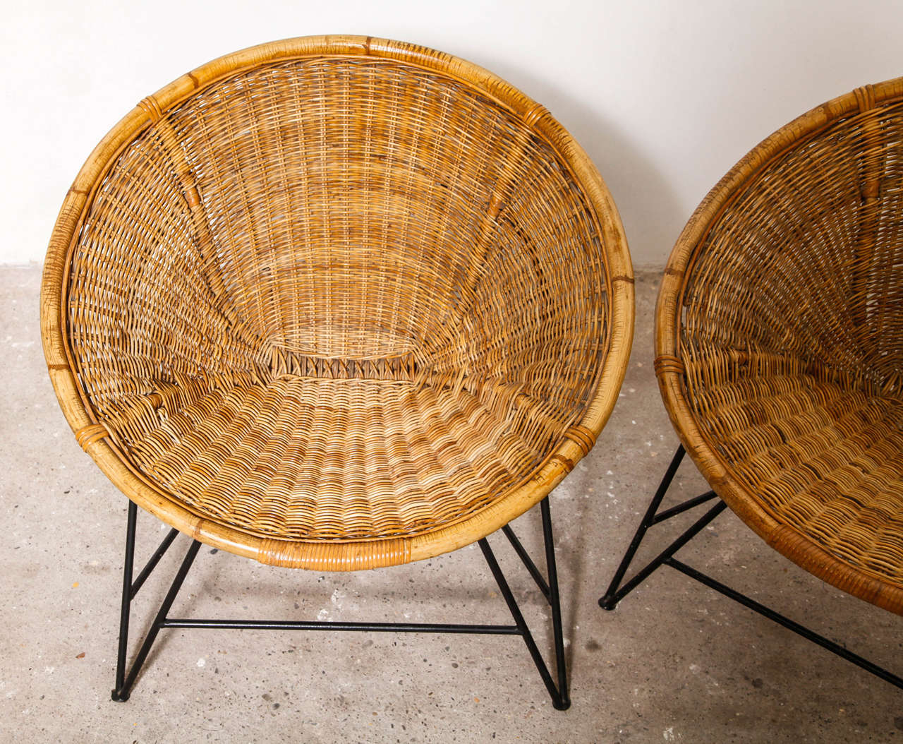 Mid-20th Century Rare Iconic Rattan Chairs Designed by Dirk Van Sliedrecht for Rohe Noordwolde