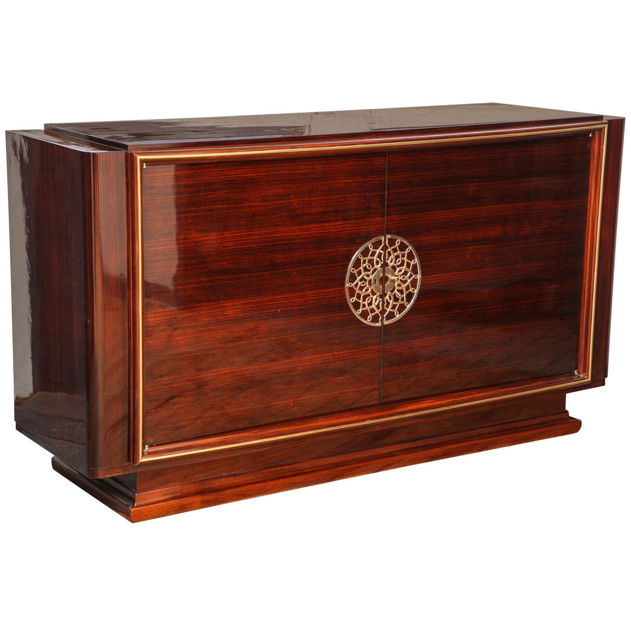Chic Art Deco Sideboard with Original Bronze Medallion For Sale
