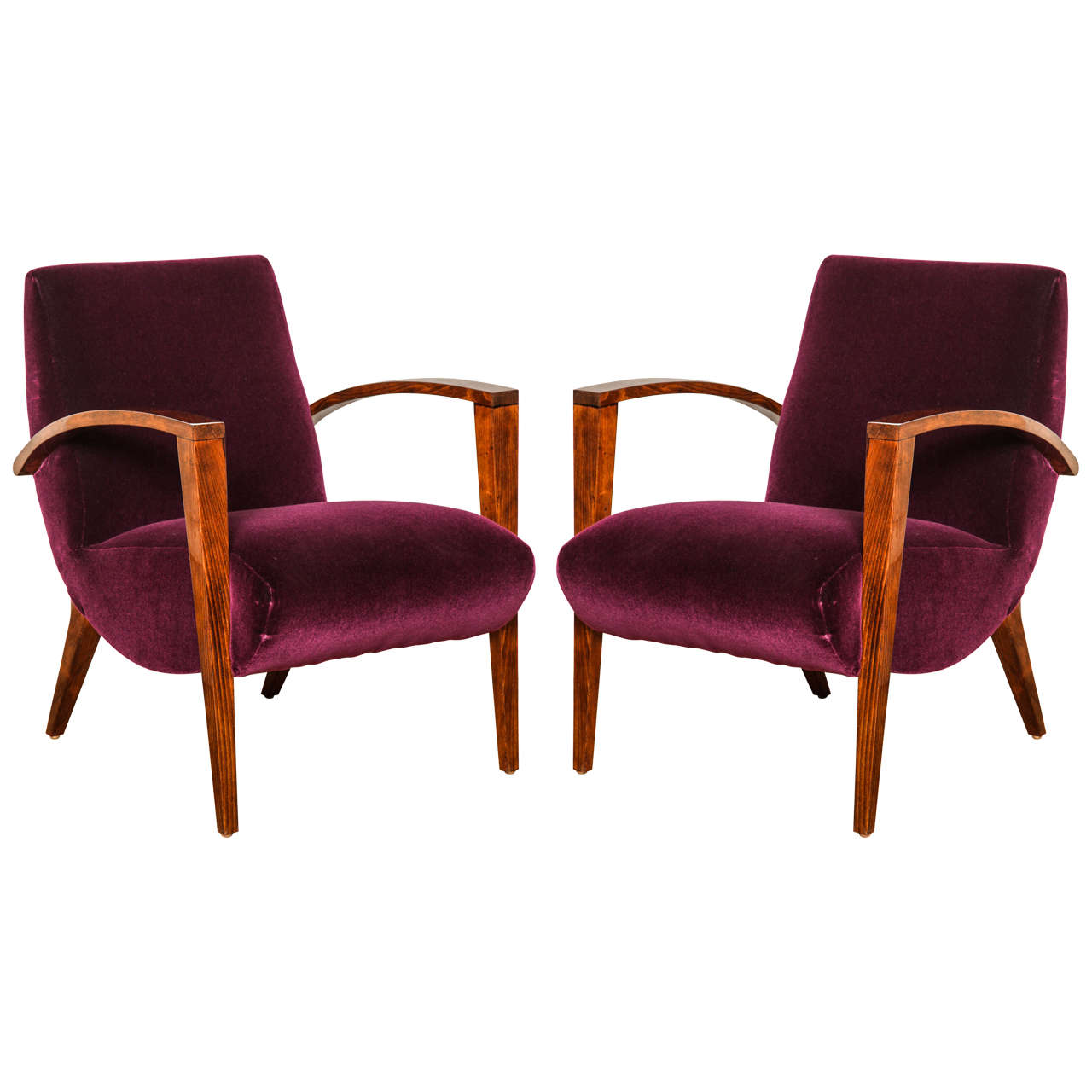 Chic Mid-Century Modern Pair of Armchairs For Sale