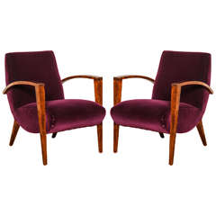 Chic Mid-Century Modern Pair of Armchairs