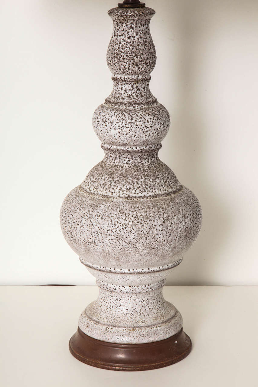 Folk Art Mid-20th Century Baluster Form Pottery Lamp
