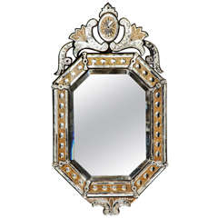 Antique Vertical Octagonal Venetian Mirror