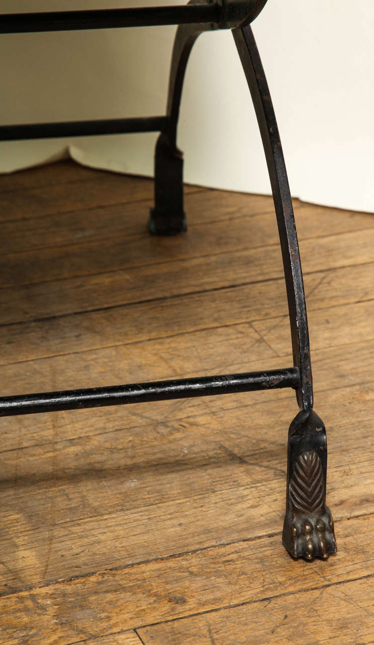 Brass Pair of French Empire Style Campaign Chairs For Sale