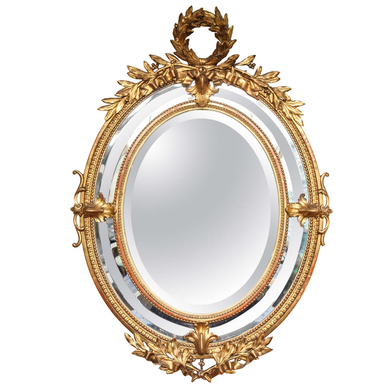 Oval French Empire Style Giltwood Mirror at 1stDibs
