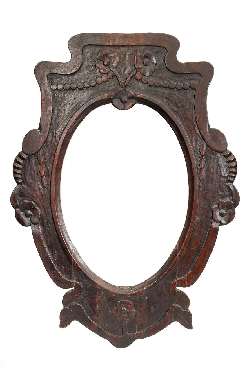 18th Century Italian Mahogany Hand-Carved Frame