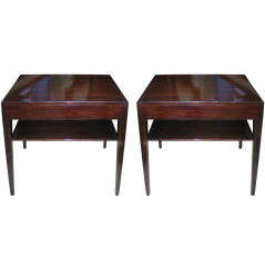 SEVERIN HANSEN very pure pair of mahogany 2 tiers side tables