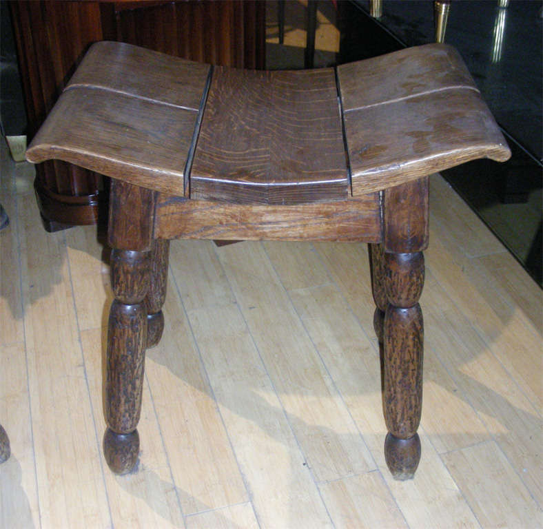 CHARLES DUDOUYT for LA GENTILLOMIERE rare pair of stool in oak