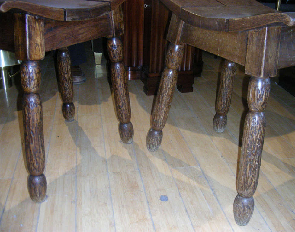 CHARLES DUDOUYT rare pair of stool in oak 2