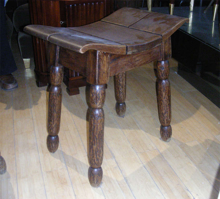 CHARLES DUDOUYT rare pair of stool in oak 4