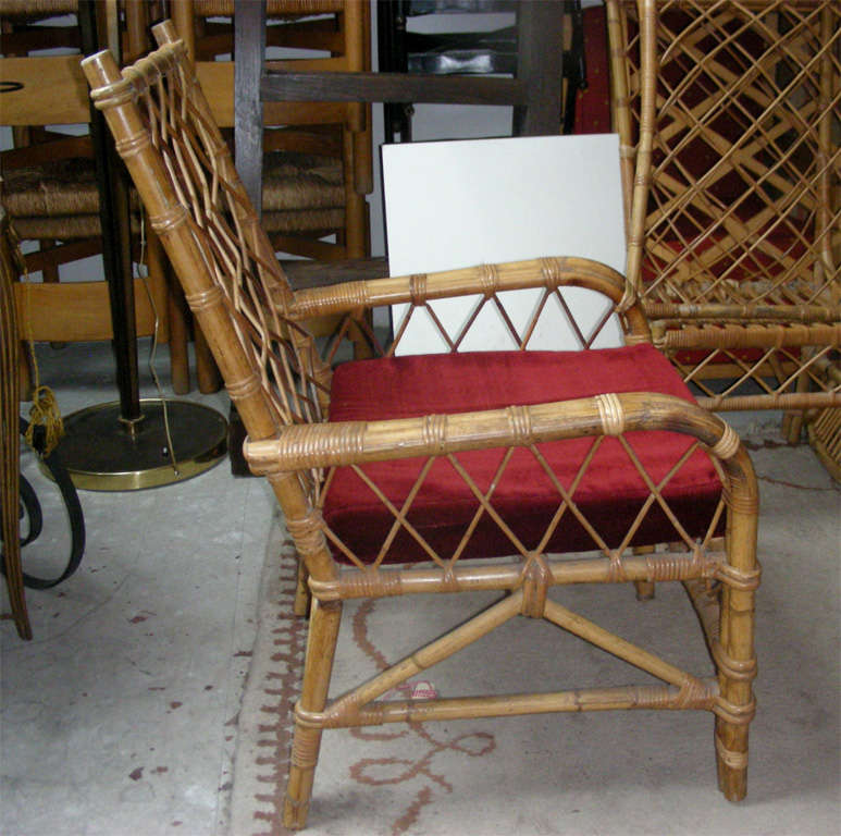 Louis Sognot Pair of Rattan Armchair with Good Condition Rattan In Good Condition In Paris, ile de france