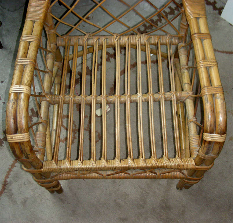 Louis Sognot Pair of Rattan Armchair with Good Condition Rattan 3
