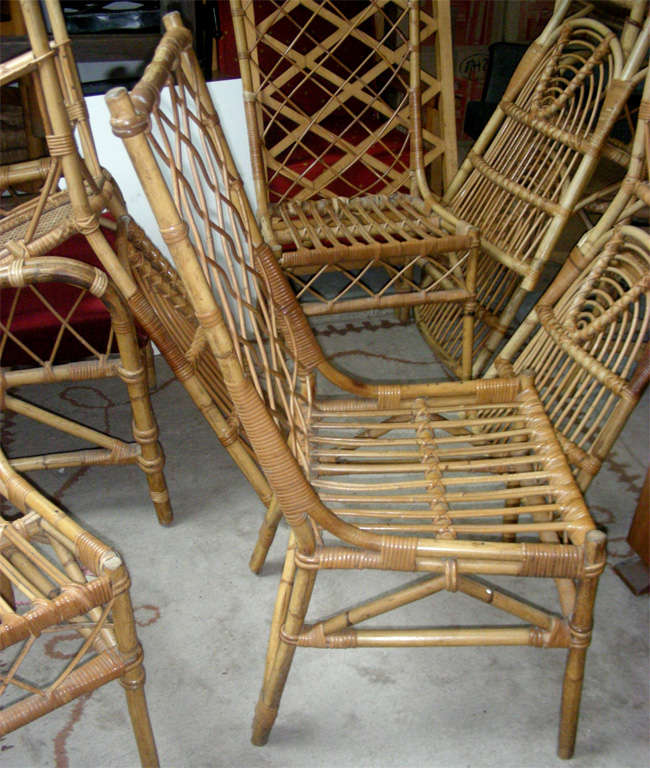 Louis Sognot Pair of Rattan Chair in Good Rattan Condition In Good Condition For Sale In Paris, ile de france