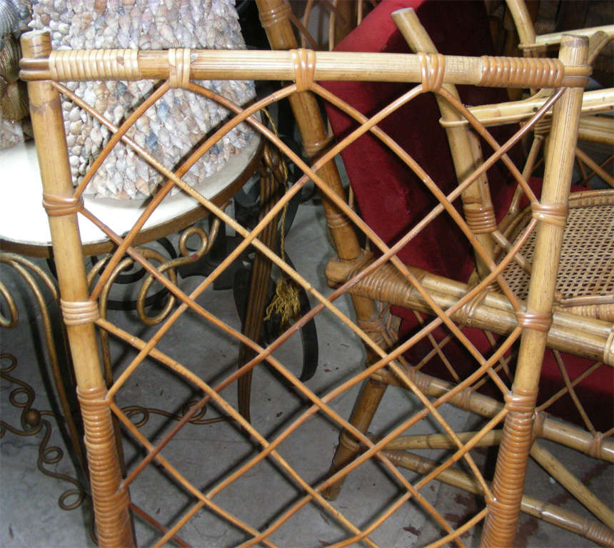 Louis Sognot Pair of Rattan Chair in Good Rattan Condition For Sale 2