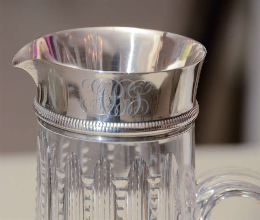 crystal pitcher with silver top