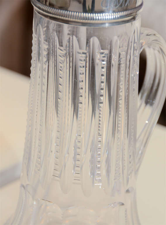 Cut Crystal Claret Pitcher with Sterling Silver Top 1