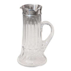 Cut Crystal Claret Pitcher with Sterling Silver Top