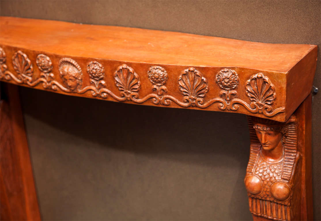 18th Century and Earlier Pair Egyptian Revival Terra Cotta Console Tables