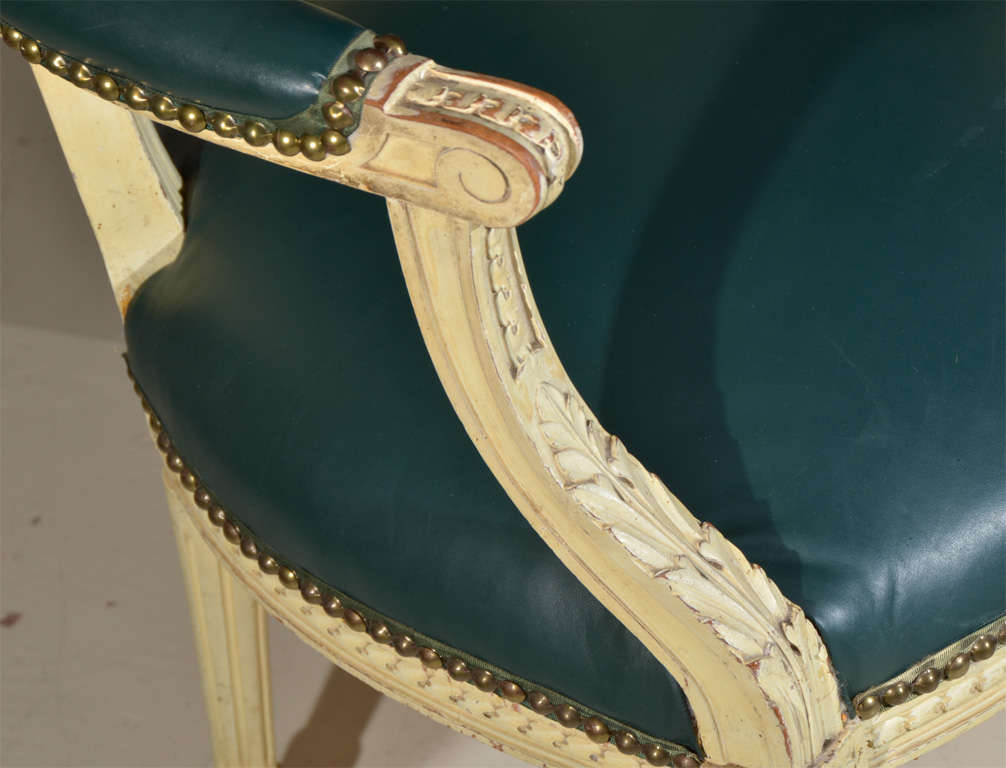Louis XVI Style Painted Fauteuil Arm Chairs 1