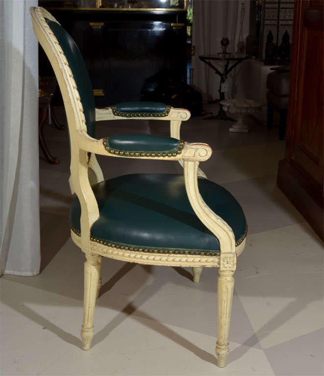 Louis XVI Style Painted Fauteuil Arm Chairs 5