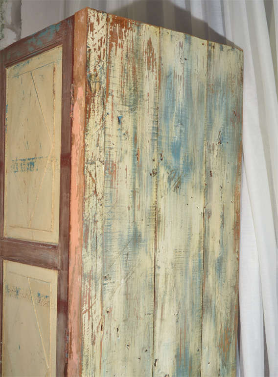 Mexican Painted 2-door Country Cupboard For Sale 5