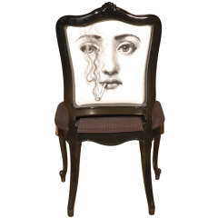 Louis XV Style Side Chair featuring Fornasetti Upholstery