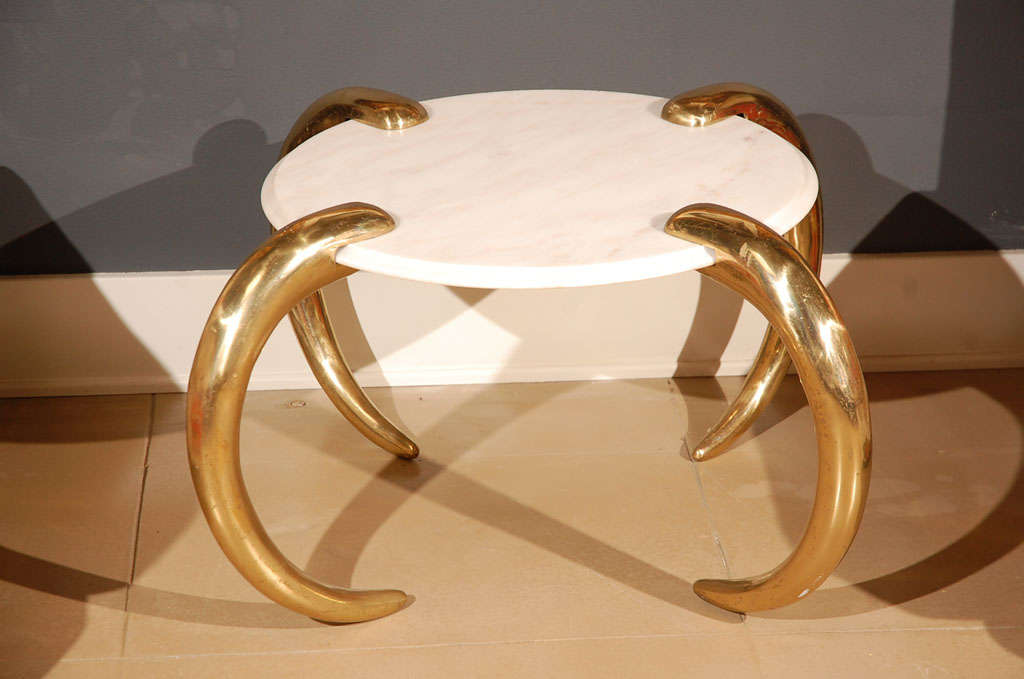 Italian Marble and Brass tusk side table