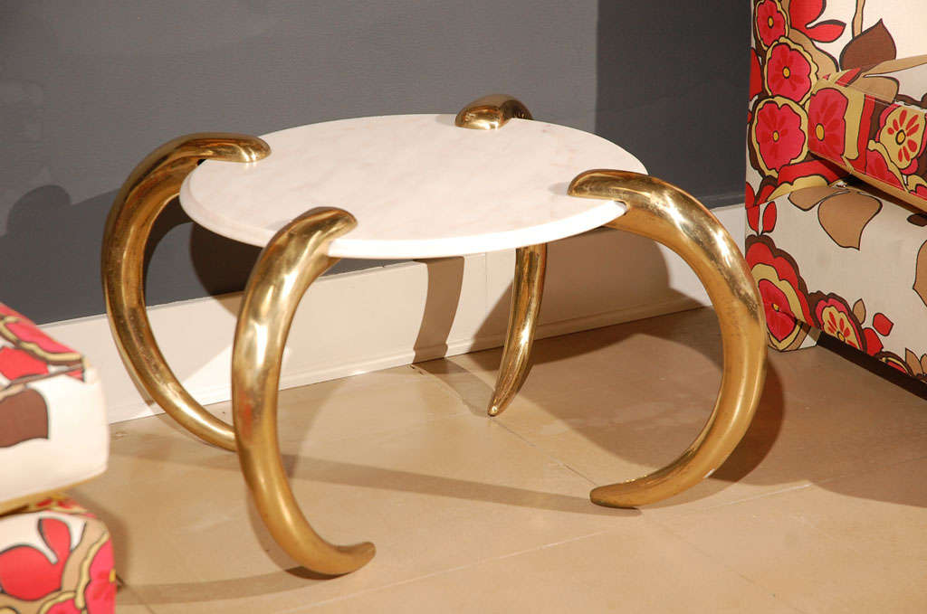 Marble and Brass tusk side table 4