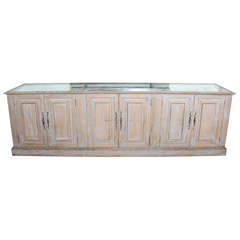 Nine-foot Pickeled Credenza with Mirror-Inset Top