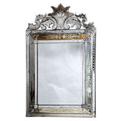 Antique Etched Venetian Glass Mirror
