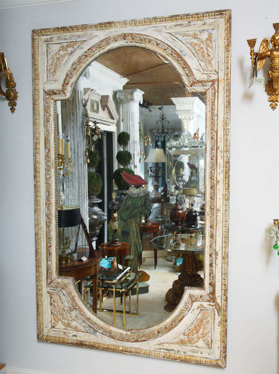 7 1/2 Foot  Antique Boiserie Carved Wood French Mirror